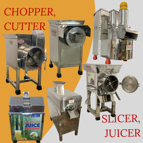 Automatic machines for slicing, chopping, cutting, squeezing of vegetables and fruits.